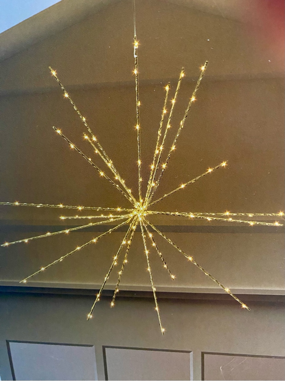 Gold LED Large Twinkling Starburst Hanging Light Decoration